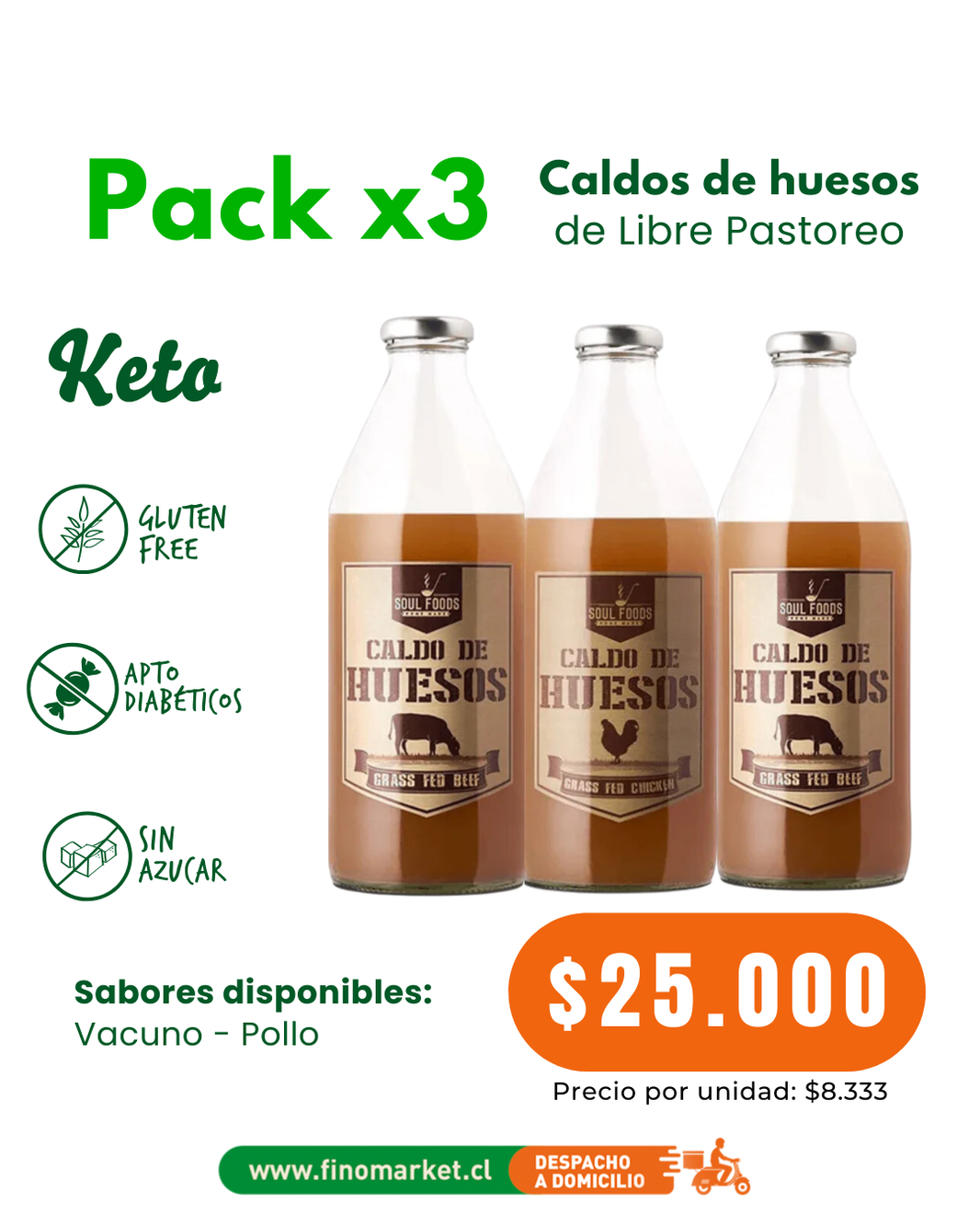 Pack caldo de huesos vacuno 930 ml