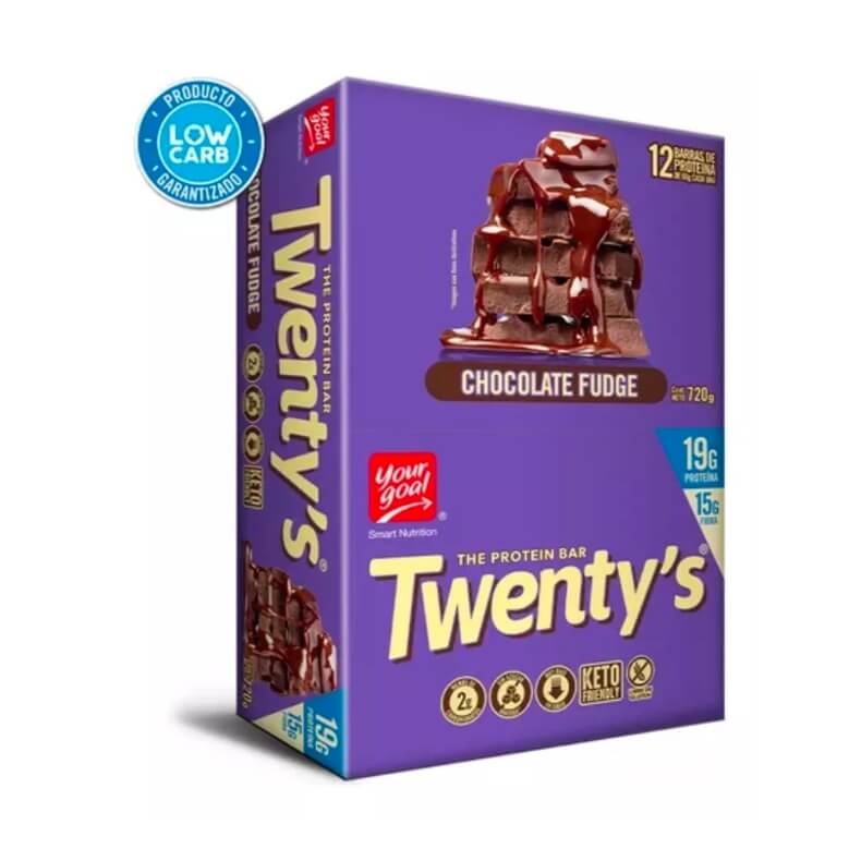 Caja de barras de proteínas Twenty's fondo de chocolate 12 uds 60 g