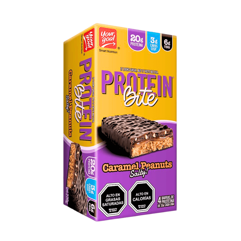 Caja de barras proteína Protein Bite caramelo cacahuetes salados 4 uds