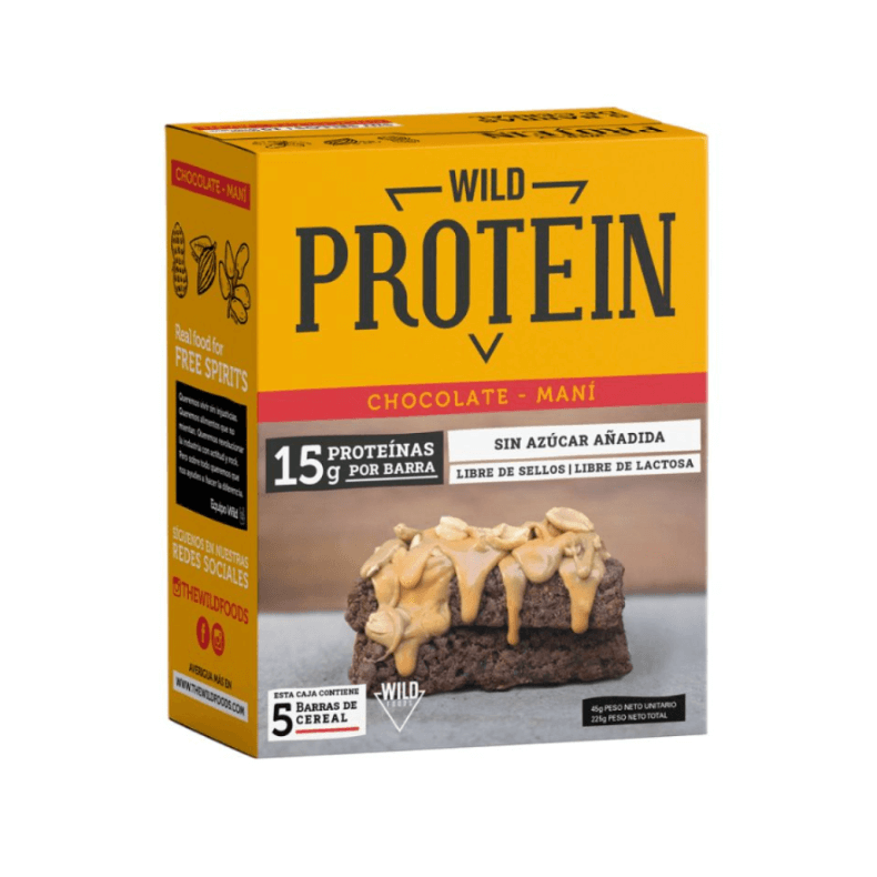 Caja de barras de proteína Wild Protein chocolate maní 5 uds 45 g