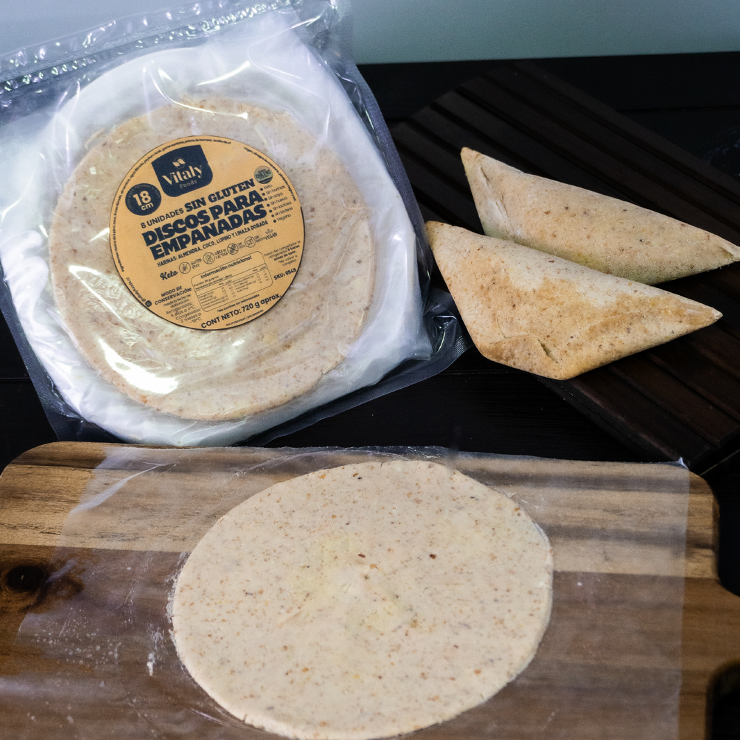 Masa en forma de discos para empanadas dieciocheras keto sin gluten sin lácteos 8 discos, 18 cm, 720 g