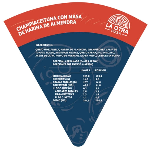 Pizza keto con base de masa de harina de almendras champiñones y aceitunas