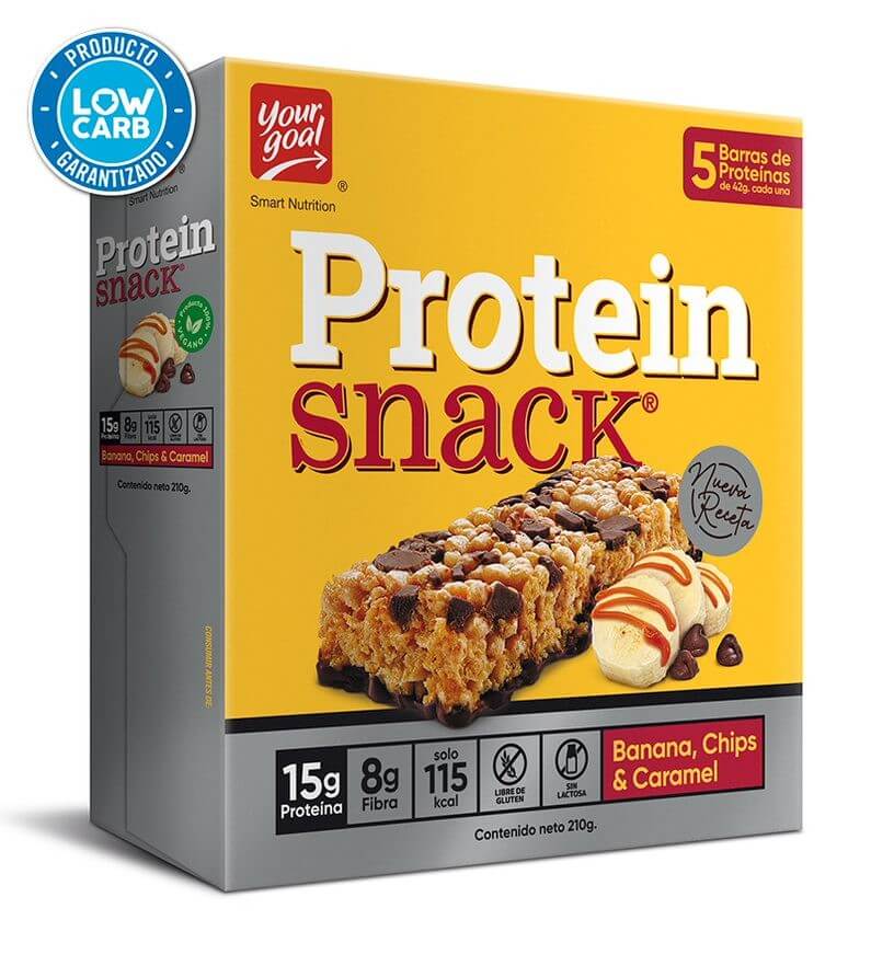 Caja de barras de proteína Protein Snack plátano chips caramelo 5 uds 42 g