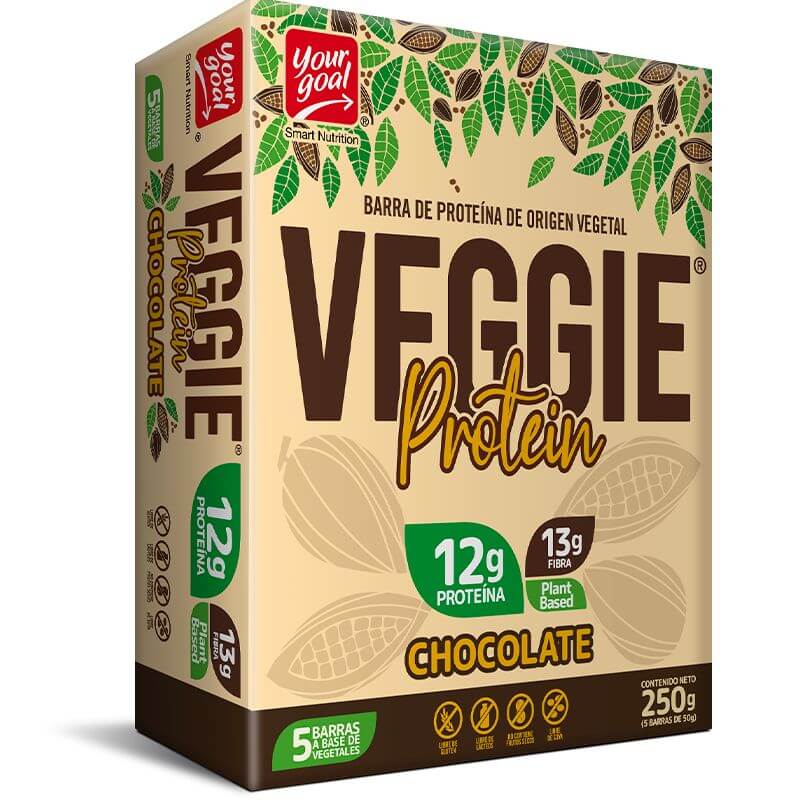 Caja de barras de proteínas Veggie Protein chocolate 5 uds 50 g