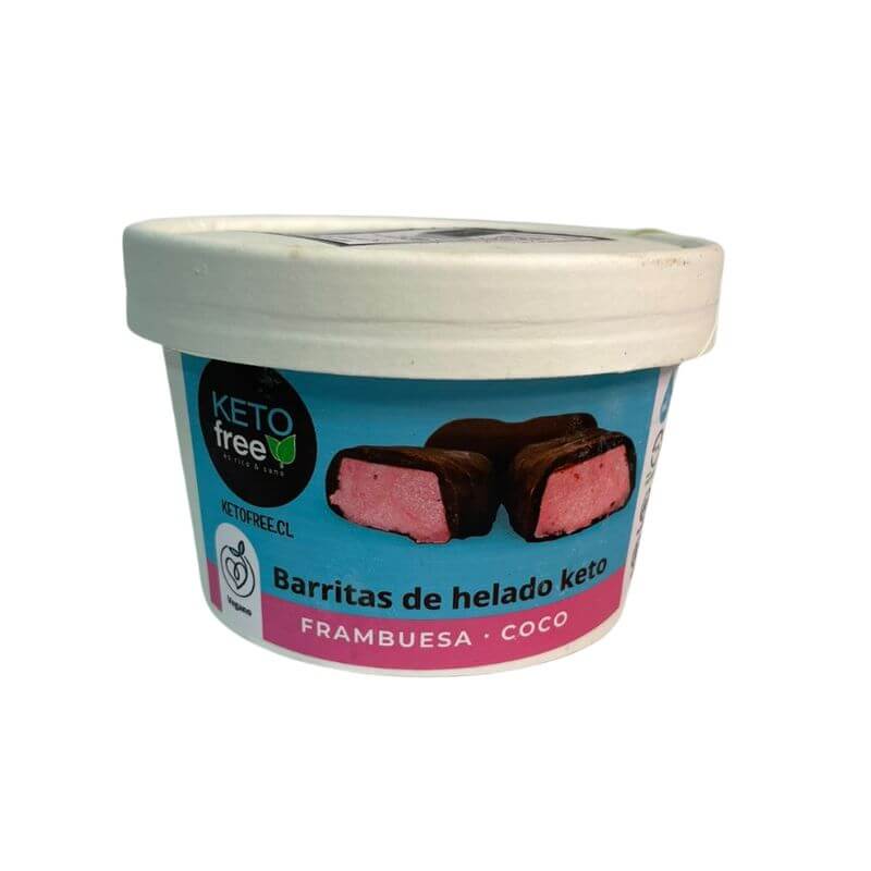 Barras de helado keto relleno de frambuesa y coco 5 uds