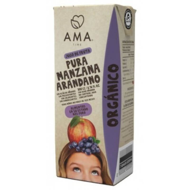 Jugo de fruta orgánico manzana arándanos 200 ml