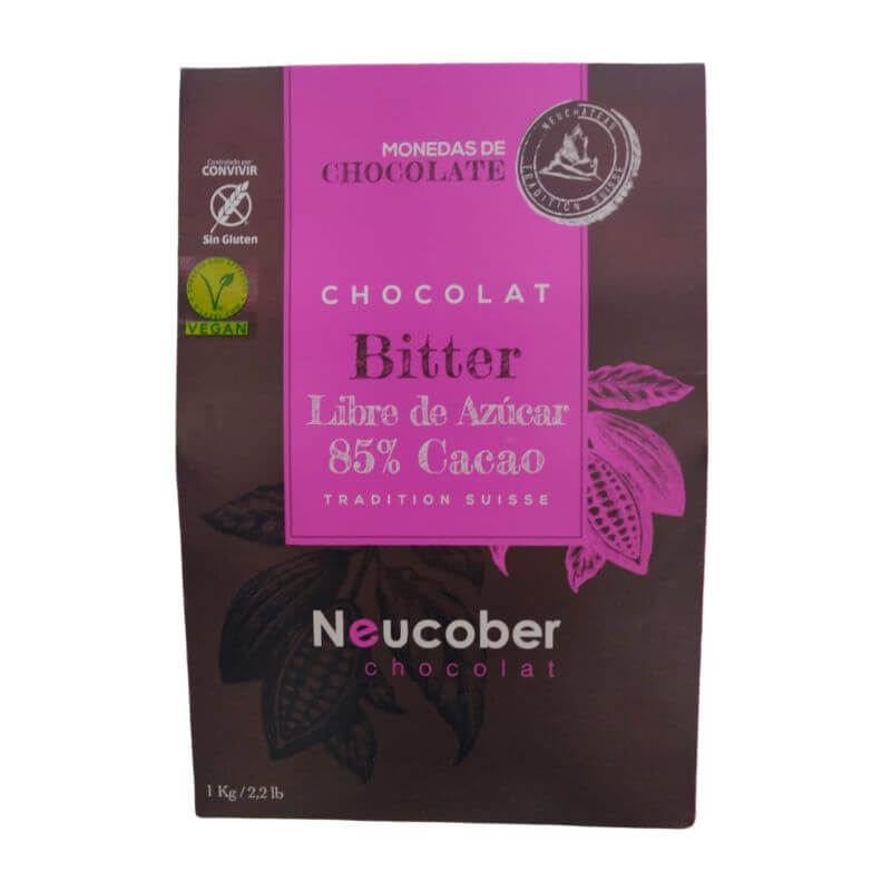 Monedas de chocolate bitter 85% cacao sin azúcar 1 kg